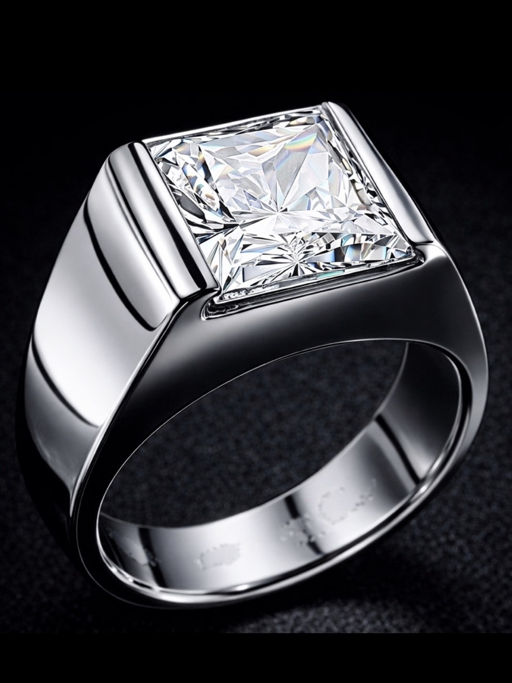 Diamonique Princess Cut Tension Set Solitaire Cz Engagement Wedding Ring Silver